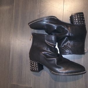 Studded heel ankle booties